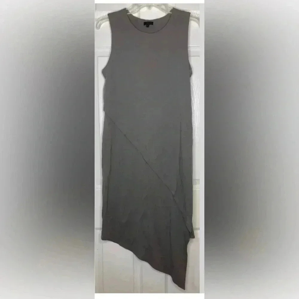 Women SEN COLLECTION gray Sleeveless Asymmetrical Seam Sleeveless Dress Small 1